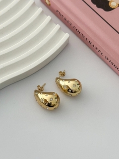 Aros Gota Strass Gold