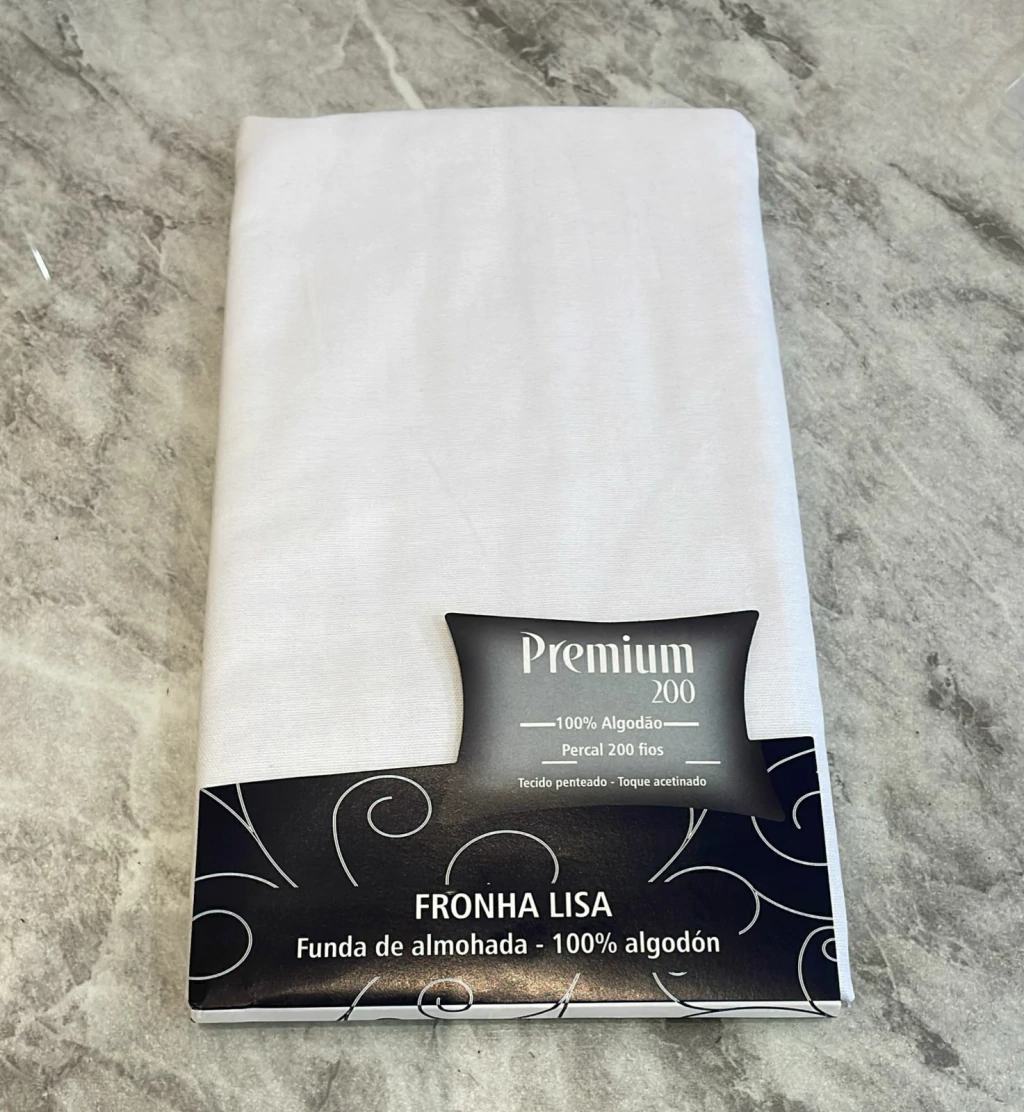 Fronha Lisa Premium Percal 200 Fios Branca Estamparia