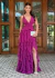 Vestido Yanka, Vestido longo de festano tecido Crepe de seda com bojo, detalhe na cintura, babado e fenda. - loja online