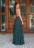 Vestido Yanka, Vestido longo de festano tecido Crepe de seda com bojo, detalhe na cintura, babado e fenda. - Loja Helena Alves