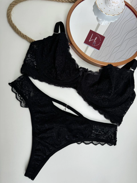 Conjunto sem bojo Cristal - Preto