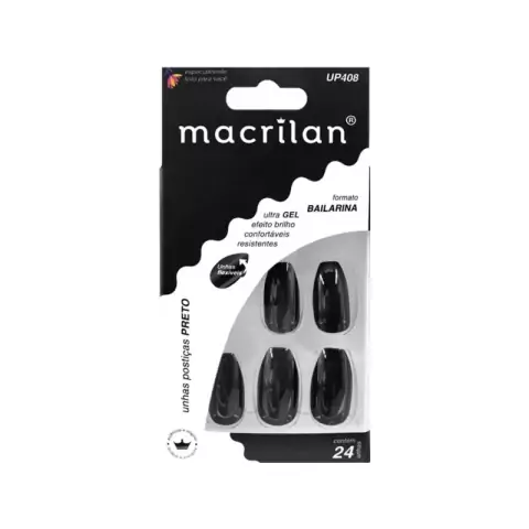 Unha Postiça - Preto - Formato Bailarina