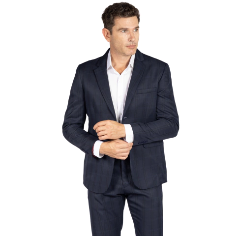 TERNO XADREZ PRÍNCIPE DE GALES SEMI SLIM AZUL MARINHO - comprar online