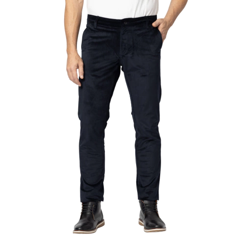 CALÇA CASUAL DE VELUDO AZUL NOITE