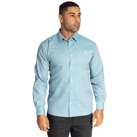 CAMISA ALGODÃO TRADICIONAL AZUL TURQUESA