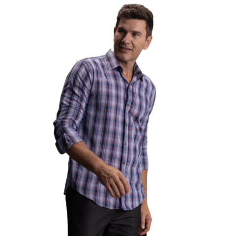 CAMISA SOCIAL XADREZ SLIM FIT LILÁS