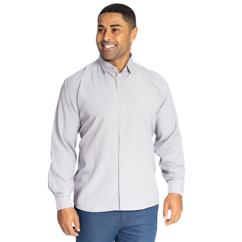CAMISA MICROFIBRA TRADICIONAL COM BOLSO CINZA