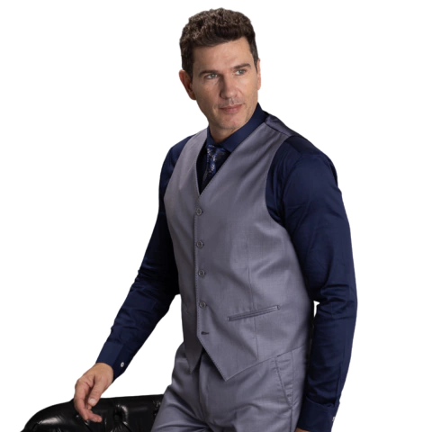 COLETE DE POLIVISCOSE SLIM FIT CINZA