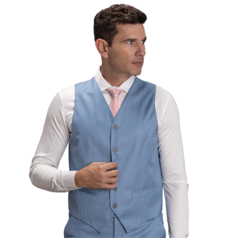 COLETE DE POLIVISCOSE SLIM FIT AZUL CELESTE