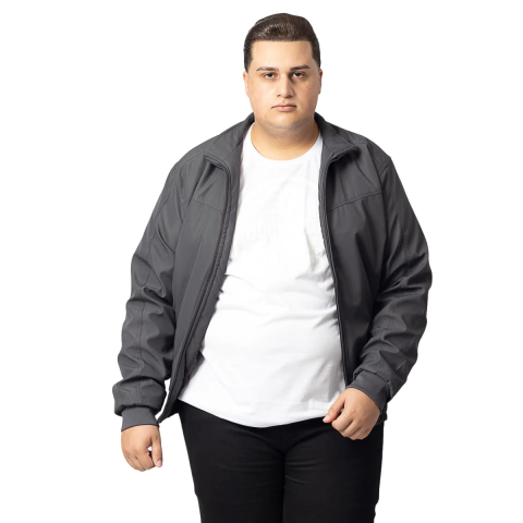 JAQUETA PLUS SIZE MICROFIBRA CINZA