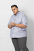 CAMISA PLUS SIZE MISTA MANGA CURTA CINZA LISTRADA na internet