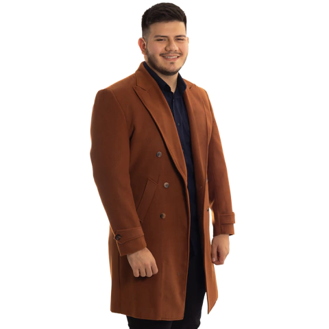 SOBRETUDO LÃ PRENSADA CLÁSSICO CONFORT TERRACOTA