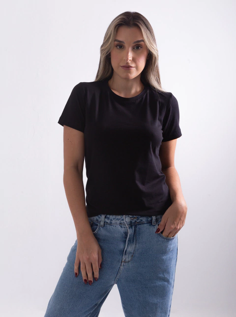 T-shirt Feminina Algodão Egípcio Preta