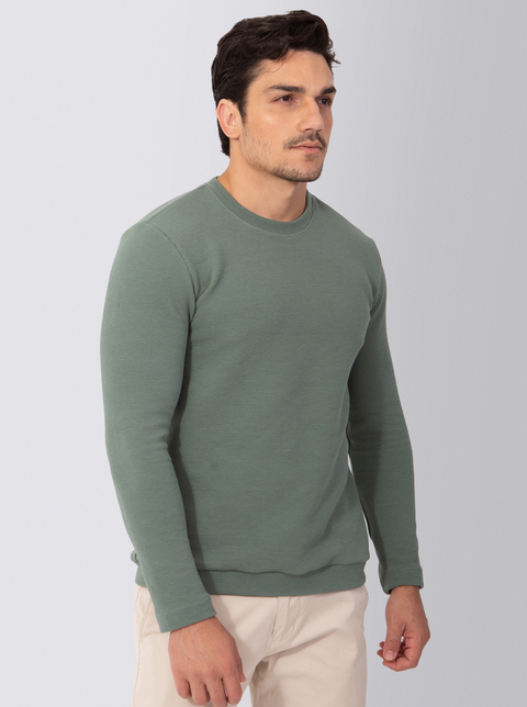 Suéter de Malha Maquinetado Verde