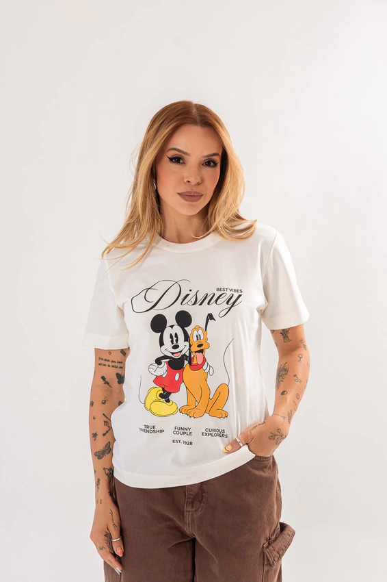 Tshirt Best Vibes Disney Mickey e Pluto