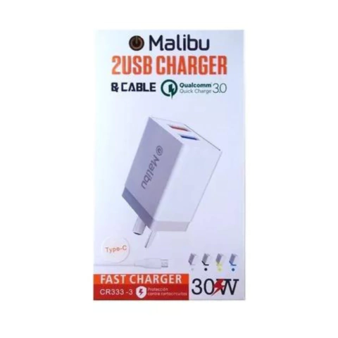 CARGADOR MALIBU DUAL TIPO C
