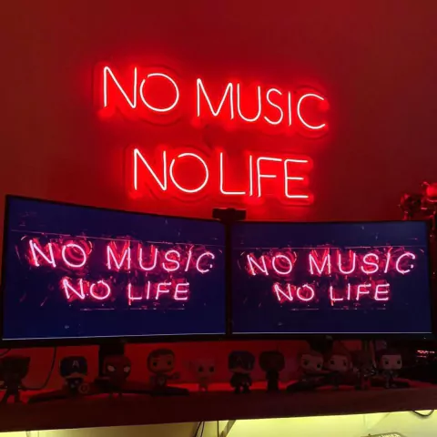 Luminária Neon Led No music no life 70x40cm