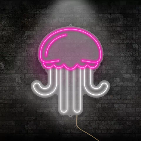 Luminária Neon Led Água viva jellyfish 30x38cm
