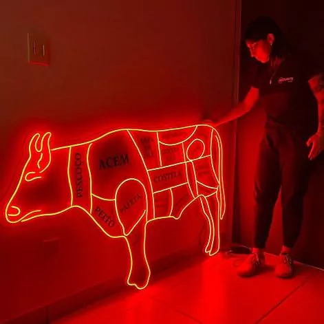 Luminária Neon Boi Carnes Açougue 150x94cm