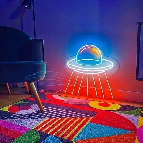 Luminária Neon Led Disco Voador Nave 60x60cm