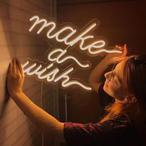 Luminária Neon Led Make a wish 49x46cm
