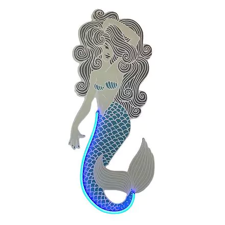Luminária Neon Led Sereia Mermaid 23x55cm