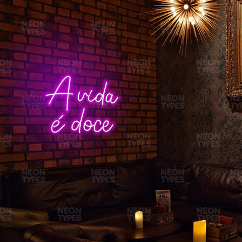Luminária Neon Led A vida é doce 50x40cm