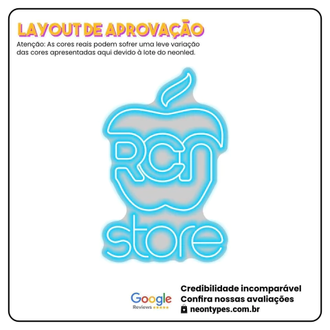 Luminária Neon Led - RCN Store 40 x 65cm (Azul Claro) - comprar online