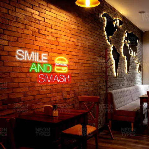 Luminária Neon Led Smile and Smash 81x46cm