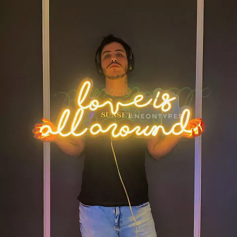 Luminária Neon Led Love is all around 83x32cm