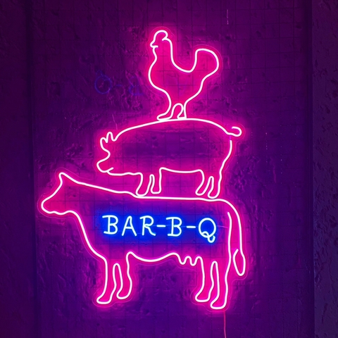 Luminária Neon Led Churrasco BarBQ 75x100cm