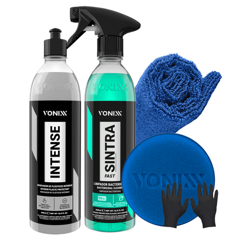 Kit Produtos Vonixx Intense Revitalizador de Plastico Sintra Fast Aplicador de Espuma Toalha