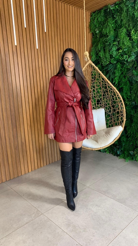 Casaco courino vermelho