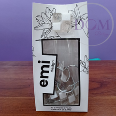 12 Ganchos Para Cortina de Baño Emi 100% Resina ajedrez Blanco con Negro en internet