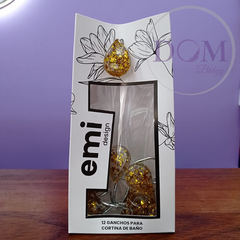 12 Ganchos Para Cortina de Baño Emi 100% Resina Gota Dorado en internet