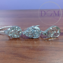 12 Ganchos Para Cortina de Baño Emi 100% Resina Gota Plata con Brillo