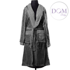 Bata de Flannel Talle M Color Gris Oscuro 100%Poliéster Estilo Blanco - comprar online