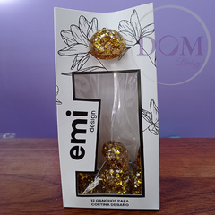 12 Ganchos Para Cortina de Baño Emi 100% Resina Perla Dorado en internet