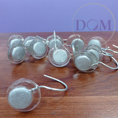 12 Ganchos Para Cortina de Baño Emi 100% Resina Perla Plata con Brillo - comprar online