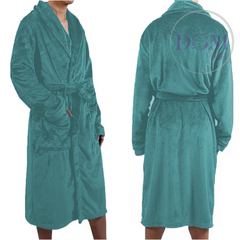Bata de Flannel Talle M Color Esmeralda 100%Poliéster Estilo Blanco