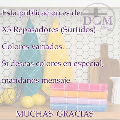 Repasadores Fantasia X3 Unidades 100% Algodón - comprar online