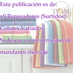 Repasadores Premium Top Gourmet X9 Unidades 100% Algodón - comprar online