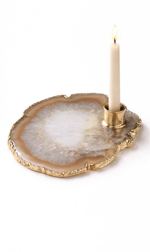 Porta Vela em Pedra Natural com Borda Clara