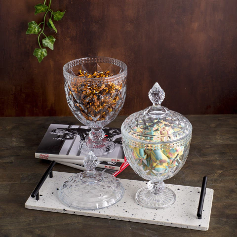 POTICHE DECORATIVO C/PE DE CRISTAL DE CHUMBO DIAMOND TRANSPARENTE 15x28cm