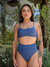 Calcinha Hot Pants Recortes Textura Azul