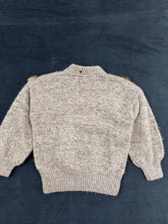 SUÉTER VINTAGE COM APLICAÇÃO DE PELE NATURAL (M-G) - desgrifando.com.br