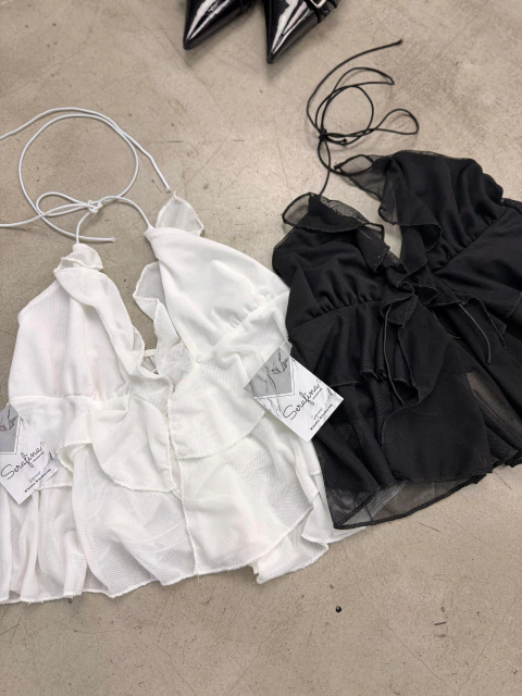 Top microtul con volados