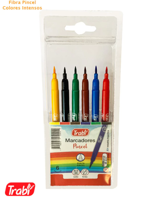 FIBRA. MARCADORES X6 PUNTA PINCEL. TRABI
