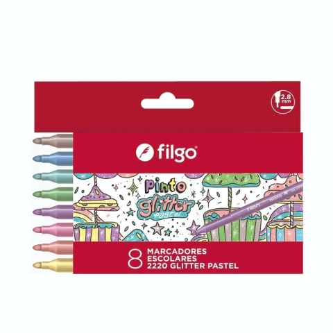 FIBRA. MARCADORES ESCOLARES X8 GLITTER PASTEL