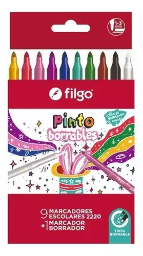 FIBRA. MARCADORES ESCOLARES X9 BORRABLES